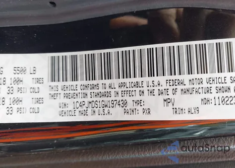 2016 Jeep Cherokee Limited from USA, damaged, VIN 1C4PJMDS1GW197430